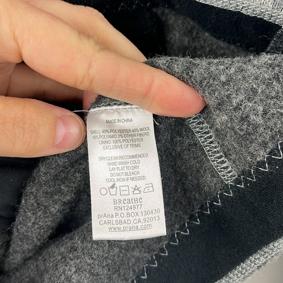 Prana Kari Grey Wool Blend Hooded Zip Sweater Jacket Pockets Womens Size XS - Picture 10 of 14